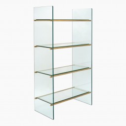 Four Shelf Brass and Glass Etagere