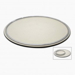 Italian Round Leather and Chrome Tray