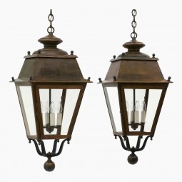 Pair of French Copper Lanterns