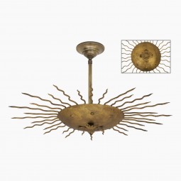 Gilt Iron Sunburst Light Fixture