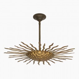 Gilt Iron Sunburst Light Fixture