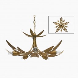 Spanish Gilt Iron Foliate Chandelier