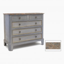 Blue Painted Commode with Marble Top