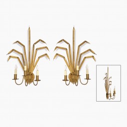 Pair of Gilt Iron Wall Sconces