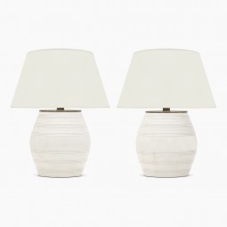 Ribbed White Ceramic Lamps