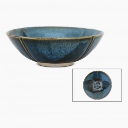 Abstract Blue Porcelain Bowl