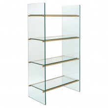 Four Shelf Brass and Glass Etagere