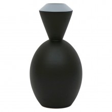 Matte Black Vase with Light Blue Rim