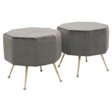 Gray Velvet Octagonal Stools