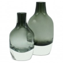 Set of Two Green/Gray Glass Vases