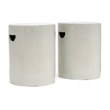 Pair of White Stoneware Garden Seats