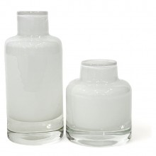 Set of Two White Glass Bottles