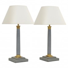 Pair of Blue/Gray Column Lamps