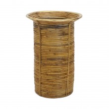 Rattan and Brass Umbrella Stand