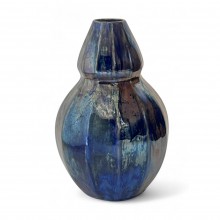 French Blue Iridescent Vase