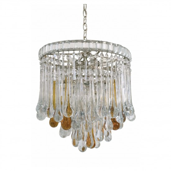 Circular Tear Drop Crystal Murano Glass Chandelier