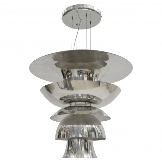 Large Polished Aluminum Pendant Light Fixture