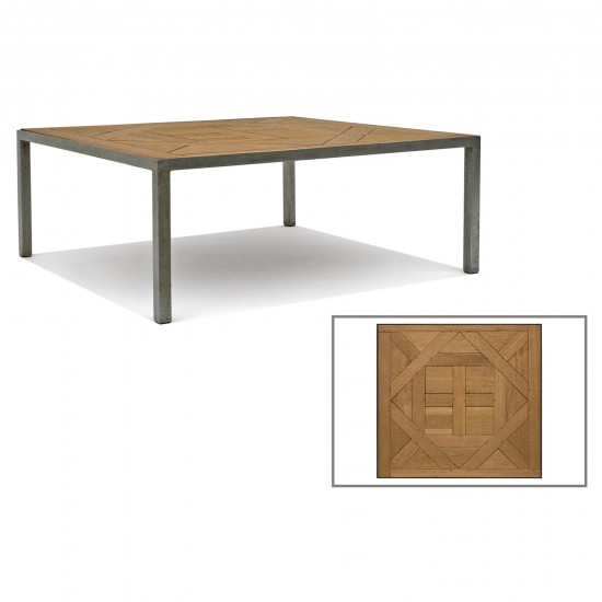 Steel and Parquet Wood Coffee Table