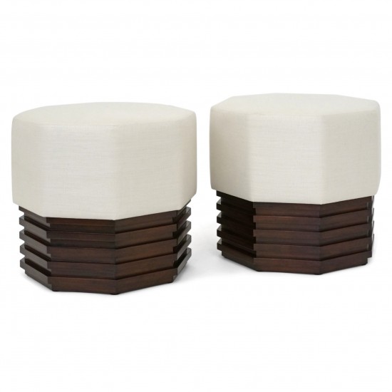 Pair of Octagonal Upholstered Stools