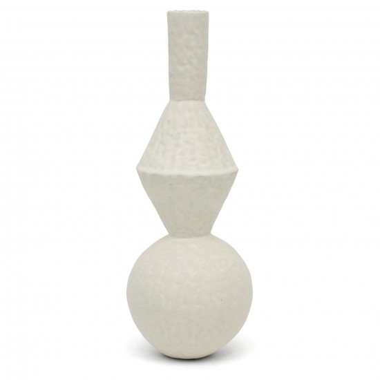 Pinched White Stoneware Vase