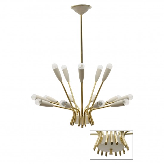 Fifteen light Brass Chandelier