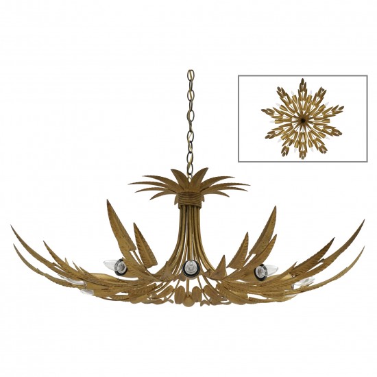 Spanish Gilt Iron Foliate Chandelier