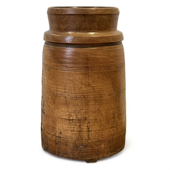 Large Circular Wooden Pot