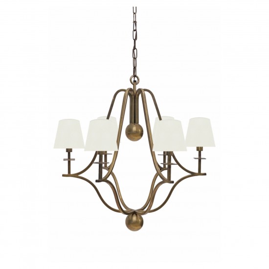 Brass Chandelier with Large Ball Finials