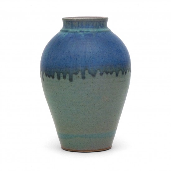 Blue and Green Stoneware Vase